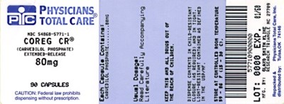 COREG CR 80mg Label - 80mg package label